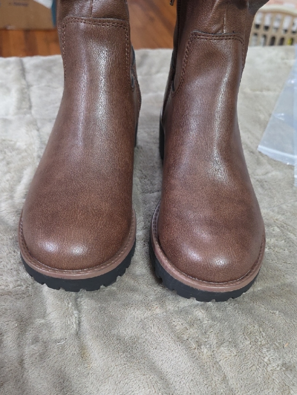 NWT Sun + Stone Women's Chocolate Boots Slouchy Chunky Soles Mid-Calf‎ Sz 6.5 - Picture 4 of 10